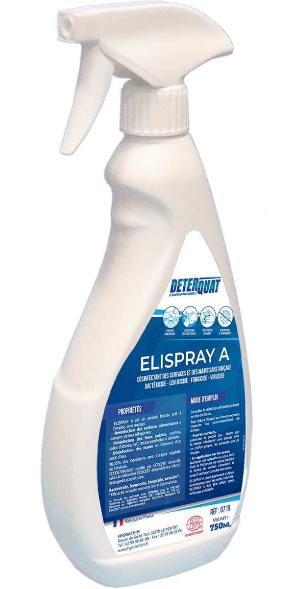 Désinfectant de surface ELISPRAY A sans rinçage - HYDRACHIM - 750mL