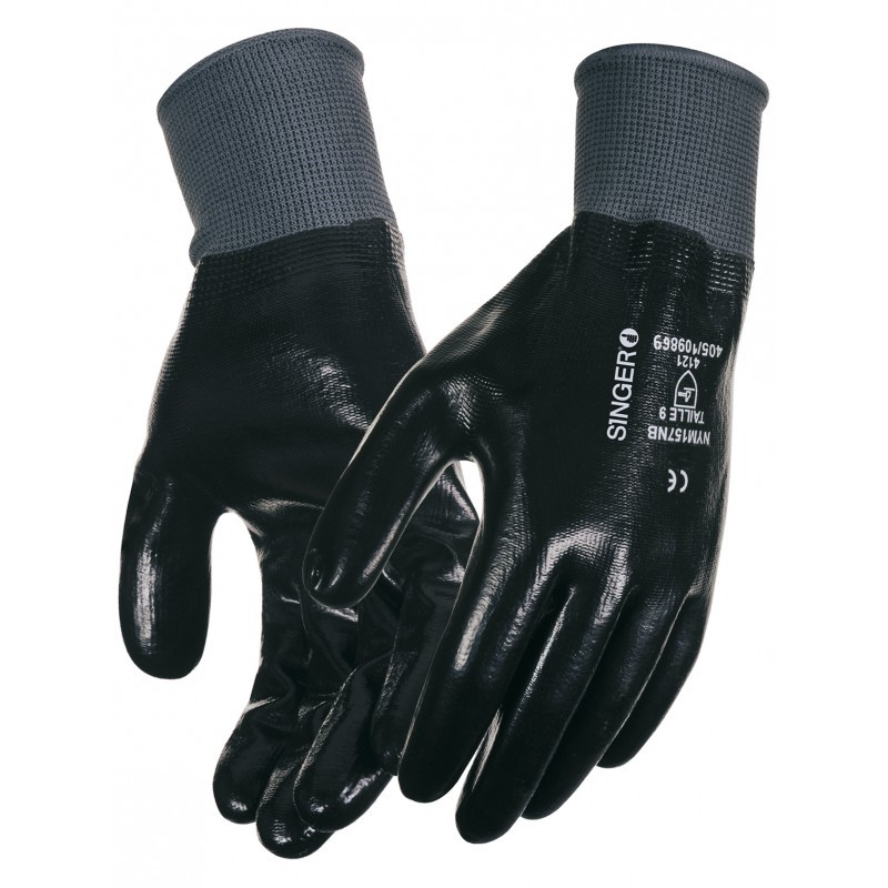 Gants nitrile - Floqué coton - SINGER - Nitrile - Gants