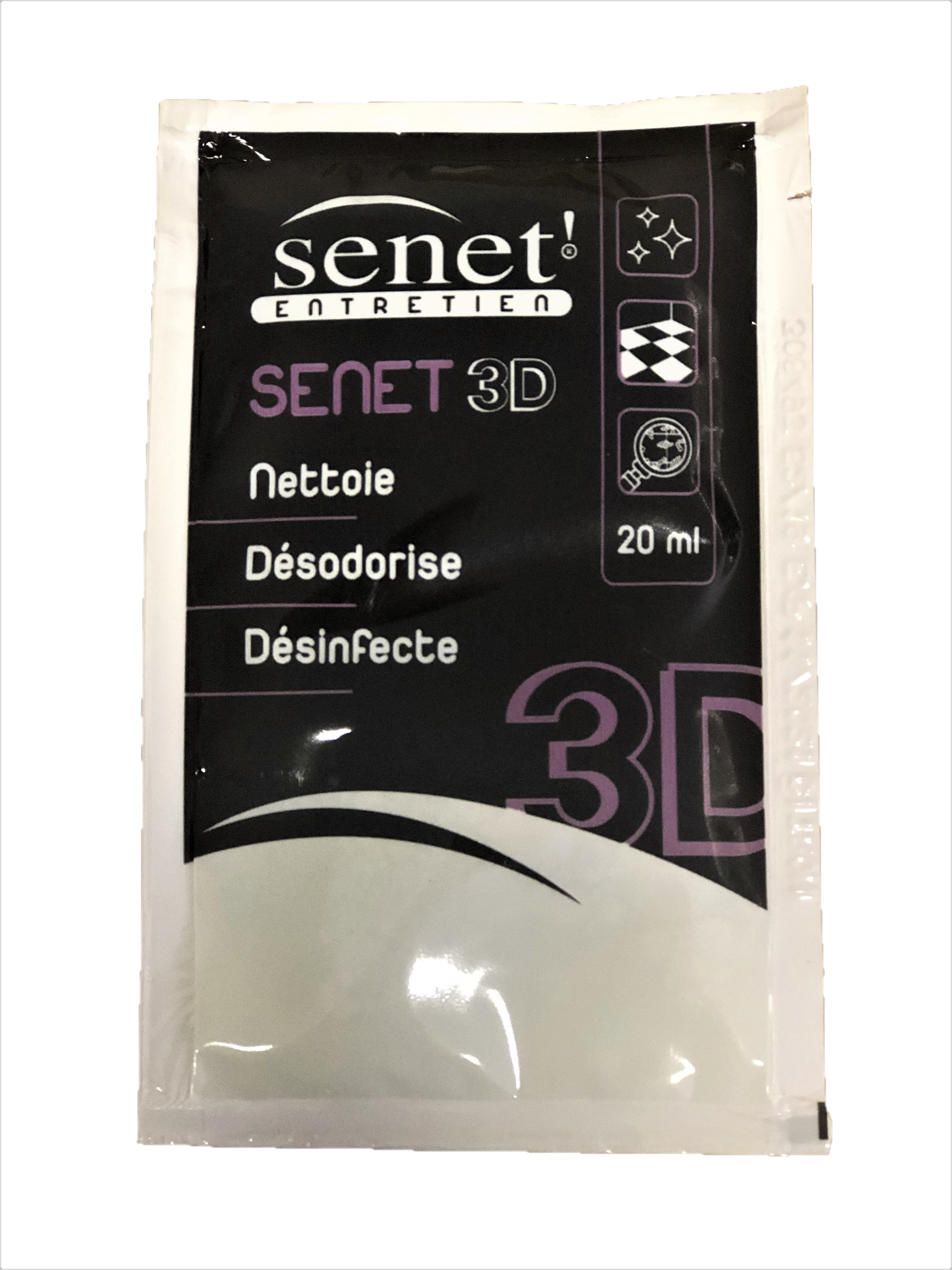 Détergent Désinfectant Désodorisant SENET 3D - Carton de 250 dosettes de 20ml