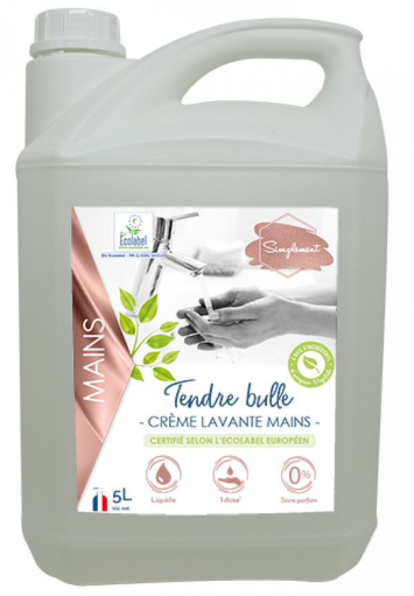 Crème Mains écolabel Tendre Bulle - 6 x 1L Poche semi rigide - HYDRACHIM