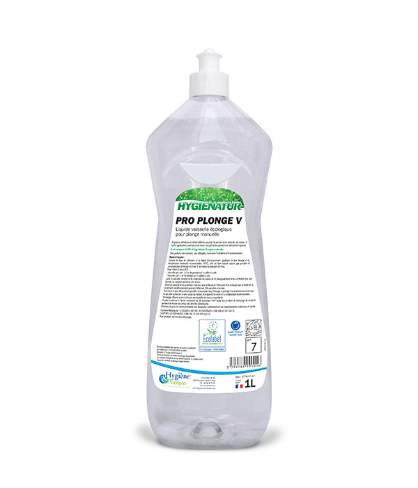 Liquide Vaisselle Mains Ecologique PRO PLONGE V HYGIENE & NATURE 1L -  Ecolabel