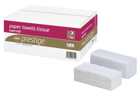 Essuie-mains plié en V PRESTIGE pure ouate blanc FSC - Carton de 3000 formats